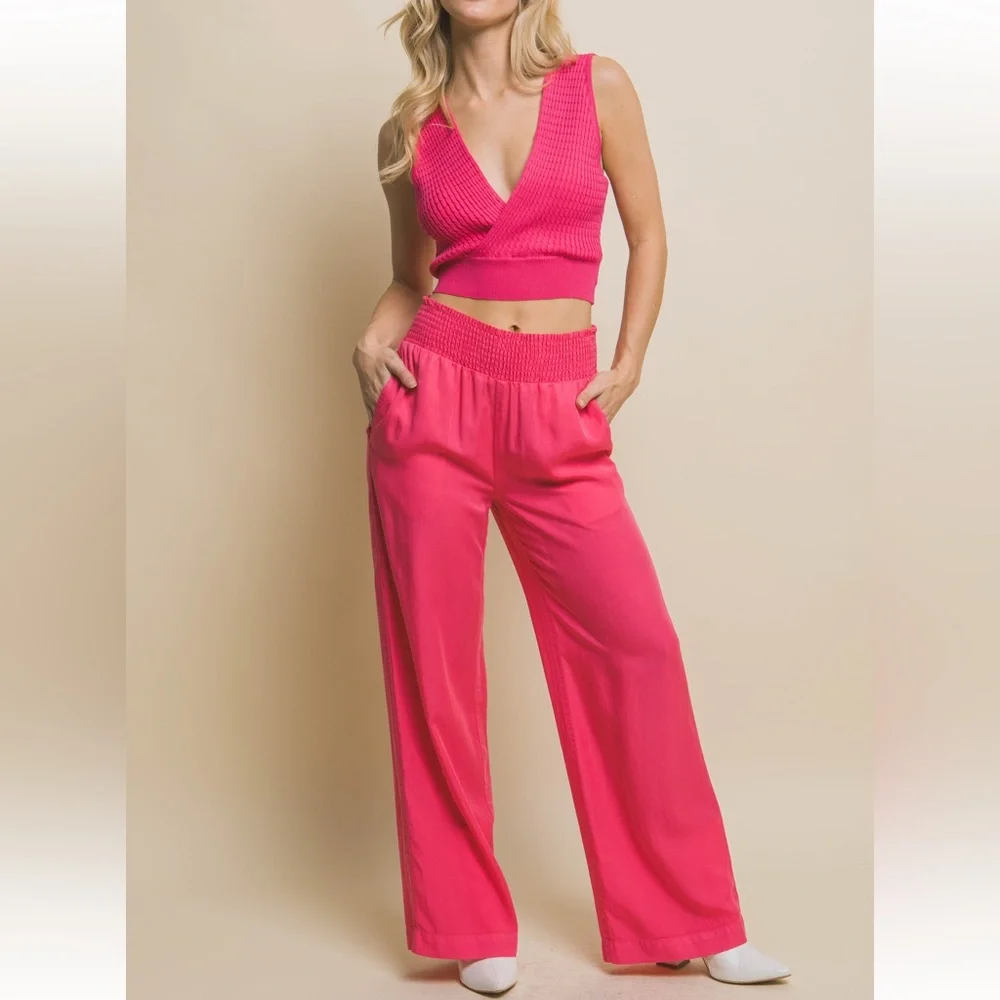 17 Fabulous Wide Leg Elastic Waist 100% Tencel Palazzo Pants with side pockets - Picture 3 of 3